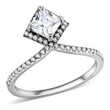 DA136 - High polished (no plating) Stainless Steel Ring with AAA Grade CZ in Clear - Alamode - Flyclothing LLC