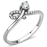 DA142 - High polished (no plating) Stainless Steel Ring with AAA Grade CZ in Clear - Alamode - Flyclothing LLC