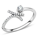 DA145 - High polished (no plating) Stainless Steel Ring with AAA Grade CZ in Clear - Alamode - Flyclothing LLC