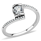 DA151 - High polished (no plating) Stainless Steel Ring with AAA Grade CZ in Clear - Alamode - Flyclothing LLC