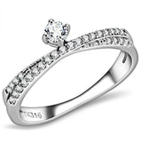 DA153 - High polished (no plating) Stainless Steel Ring with AAA Grade CZ in Clear - Alamode - Flyclothing LLC