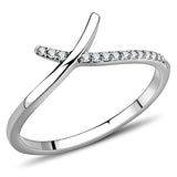 DA154 - High polished (no plating) Stainless Steel Ring with AAA Grade CZ in Clear - Alamode - Flyclothing LLC