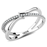 DA155 - High polished (no plating) Stainless Steel Ring with AAA Grade CZ in Clear - Alamode - Flyclothing LLC
