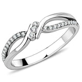 DA156 - High polished (no plating) Stainless Steel Ring with AAA Grade CZ in Clear - Alamode - Flyclothing LLC