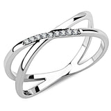 DA158 - High polished (no plating) Stainless Steel Ring with AAA Grade CZ in Clear - Alamode - Flyclothing LLC