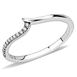 DA162 - High polished (no plating) Stainless Steel Ring with AAA Grade CZ in Clear - Alamode - Flyclothing LLC