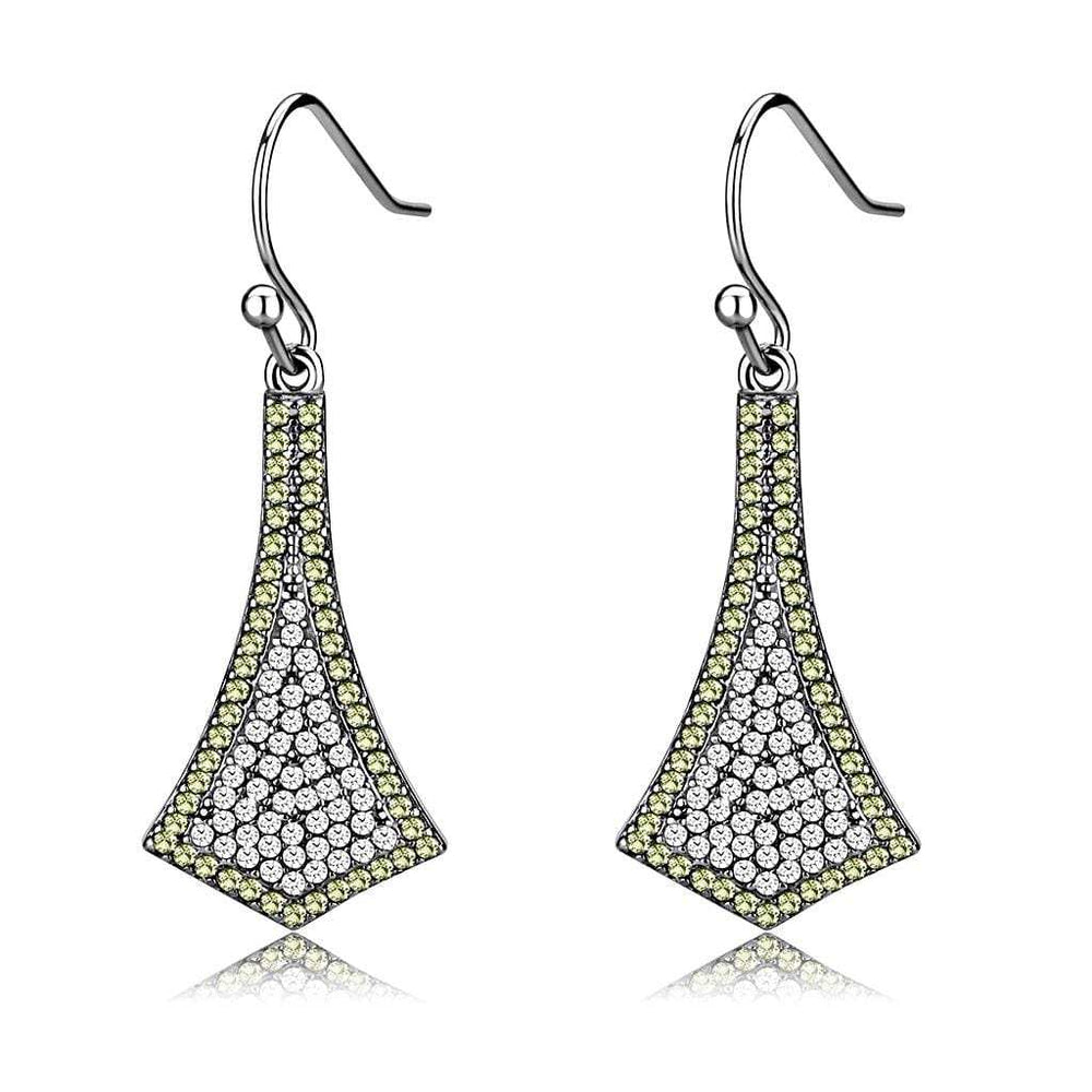 DA174 - High polished (no plating) Stainless Steel Earrings with AAA Grade CZ in Topaz - Alamode - Flyclothing LLC