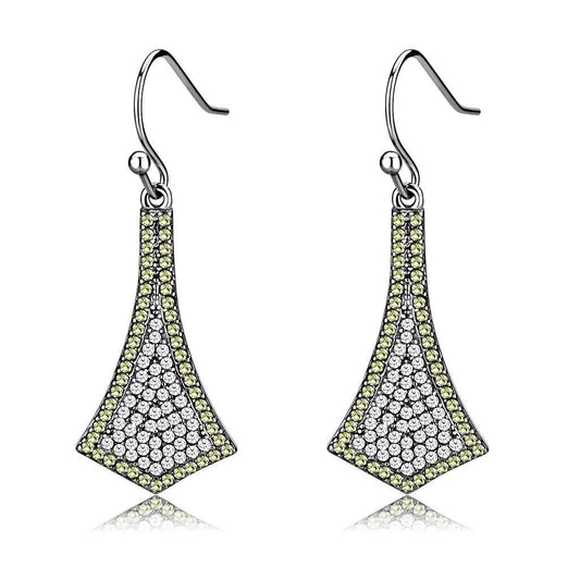 DA174 - High polished (no plating) Stainless Steel Earrings with AAA Grade CZ in Topaz - Alamode - Flyclothing LLC