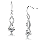 DA181 - High polished (no plating) Stainless Steel Earrings with AAA Grade CZ in Clear - Alamode - Flyclothing LLC