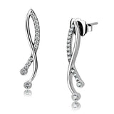DA184 - High polished (no plating) Stainless Steel Earrings with AAA Grade CZ in Clear - Alamode - Flyclothing LLC
