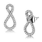 DA186 - High polished (no plating) Stainless Steel Earrings with AAA Grade CZ in Clear - Alamode - Flyclothing LLC