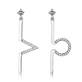 DA191 - High polished (no plating) Stainless Steel Earrings with AAA Grade CZ in Clear - Alamode - Flyclothing LLC