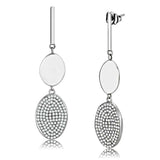 DA193 - High polished (no plating) Stainless Steel Earrings with AAA Grade CZ in Clear - Alamode - Flyclothing LLC