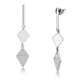 DA194 - High polished (no plating) Stainless Steel Earrings with AAA Grade CZ in Clear - Alamode - Flyclothing LLC