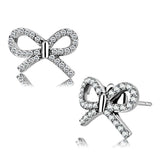 DA197 - High polished (no plating) Stainless Steel Earrings with AAA Grade CZ in Clear - Alamode - Flyclothing LLC
