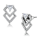 DA198 - High polished (no plating) Stainless Steel Earrings with AAA Grade CZ in Clear - Alamode - Flyclothing LLC