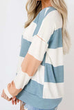Contrast Color Block Round Neck Long Sleeve Top - Trendsi - Flyclothing LLC