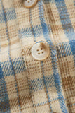 Drawstring Waffle Knit Patchwork Hooded Plaid Shacket - Trendsi - Flyclothing LLC