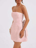 Lace-Up Sleeveless Satin Mini Dress with Bow - Trendsi - Flyclothing LLC