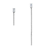 DA202 - High polished (no plating) Stainless Steel Earrings with AAA Grade CZ in Clear - Alamode - Flyclothing LLC