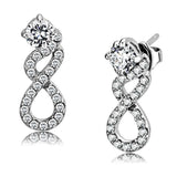 DA203 - High polished (no plating) Stainless Steel Earrings with AAA Grade CZ in Clear - Alamode - Flyclothing LLC