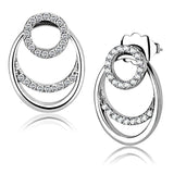 DA219 - High polished (no plating) Stainless Steel Earrings with AAA Grade CZ in Clear - Alamode - Flyclothing LLC