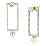 DA222 - IP Gold(Ion Plating) Stainless Steel Earrings with Synthetic Pearl in White - Alamode - Flyclothing LLC