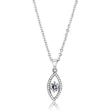DA228 - High polished (no plating) Stainless Steel Chain Pendant with AAA Grade CZ in Clear - Alamode - Flyclothing LLC