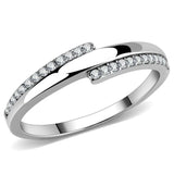 DA234 - High polished (no plating) Stainless Steel Ring with AAA Grade CZ in Clear - Alamode - Flyclothing LLC