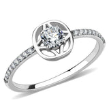 DA238 - High polished (no plating) Stainless Steel Ring with AAA Grade CZ in Clear - Alamode - Flyclothing LLC
