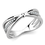 DA239 - High polished (no plating) Stainless Steel Ring with AAA Grade CZ in Clear - Alamode - Flyclothing LLC