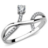 DA240 - High polished (no plating) Stainless Steel Ring with AAA Grade CZ in Clear - Alamode - Flyclothing LLC