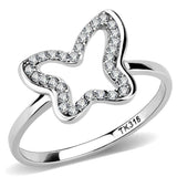 DA241 - High polished (no plating) Stainless Steel Ring with AAA Grade CZ in Clear - Alamode - Flyclothing LLC