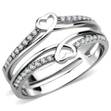 DA242 - High polished (no plating) Stainless Steel Ring with AAA Grade CZ in Clear - Alamode - Flyclothing LLC