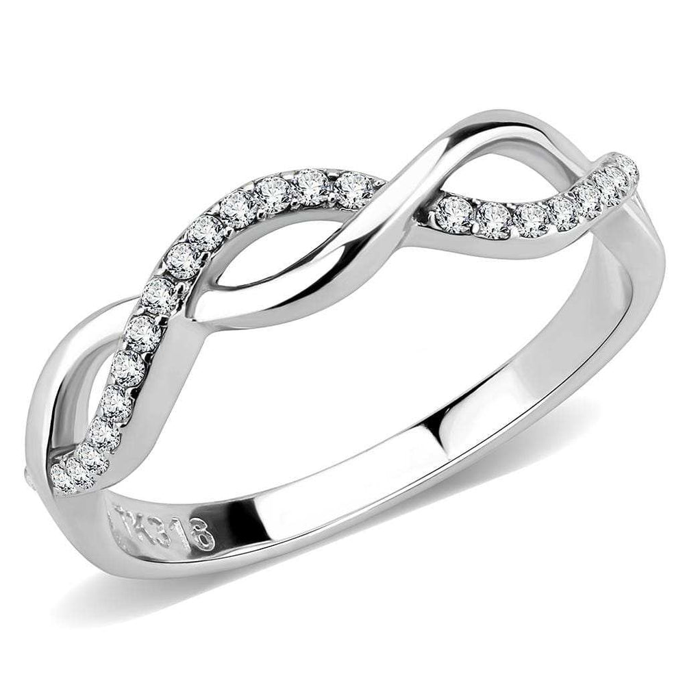 DA243 - High polished (no plating) Stainless Steel Ring with AAA Grade CZ in Clear - Alamode - Flyclothing LLC