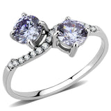 DA244 - High polished (no plating) Stainless Steel Ring with AAA Grade CZ in Light Amethyst - Alamode - Flyclothing LLC
