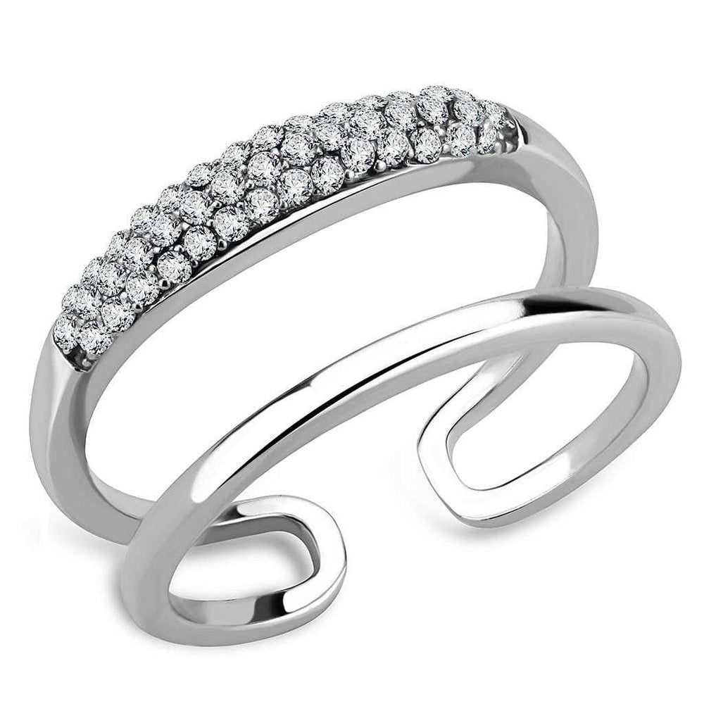 DA247 - High polished (no plating) Stainless Steel Ring with AAA Grade CZ in Clear - Alamode - Flyclothing LLC