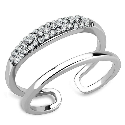 DA247 - High polished (no plating) Stainless Steel Ring with AAA Grade CZ in Clear - Alamode - Flyclothing LLC