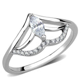 DA248 - High polished (no plating) Stainless Steel Ring with AAA Grade CZ in Clear - Alamode - Flyclothing LLC
