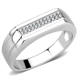 DA251 - High polished (no plating) Stainless Steel Ring with AAA Grade CZ in Clear - Alamode - Flyclothing LLC