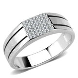 DA253 - High polished (no plating) Stainless Steel Ring with AAA Grade CZ in Clear - Alamode - Flyclothing LLC