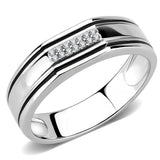 DA254 - High polished (no plating) Stainless Steel Ring with AAA Grade CZ in Clear - Alamode - Flyclothing LLC