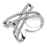 DA255 - High polished (no plating) Stainless Steel Ring with AAA Grade CZ in Clear - Alamode - Flyclothing LLC