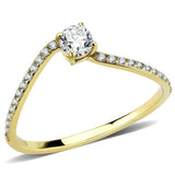 DA256 - IP Gold(Ion Plating) Stainless Steel Ring with AAA Grade CZ in Clear - Alamode - Flyclothing LLC