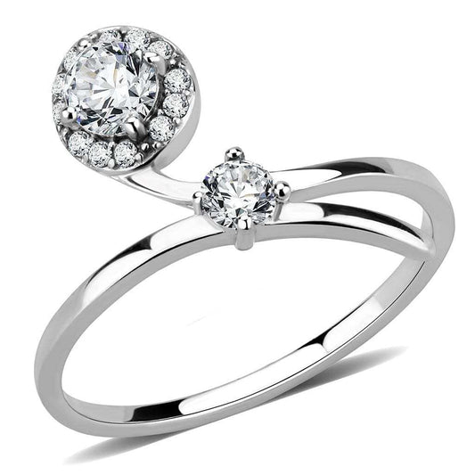 DA260 - High polished (no plating) Stainless Steel Ring with AAA Grade CZ in Clear - Alamode - Flyclothing LLC