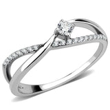 DA261 - High polished (no plating) Stainless Steel Ring with AAA Grade CZ in Clear - Alamode - Flyclothing LLC