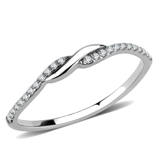 DA263 - High polished (no plating) Stainless Steel Ring with AAA Grade CZ in Clear - Alamode - Flyclothing LLC