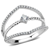 DA264 - High polished (no plating) Stainless Steel Ring with AAA Grade CZ in Clear - Alamode - Flyclothing LLC