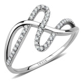 DA265 - High polished (no plating) Stainless Steel Ring with AAA Grade CZ in Clear - Alamode - Flyclothing LLC