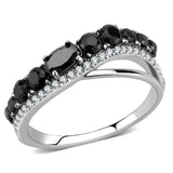 DA269 - High polished (no plating) Stainless Steel Ring with AAA Grade CZ in Black Diamond - Alamode - Flyclothing LLC